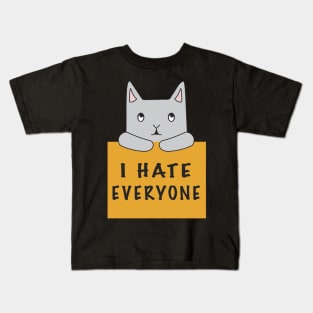 Cat Hates Everyone {Orange Sign) Kids T-Shirt